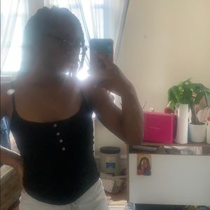 Black scoop neck top